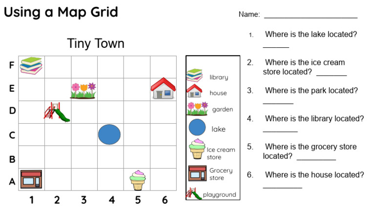 Map Grid Activity for Tiny Town | PDF
