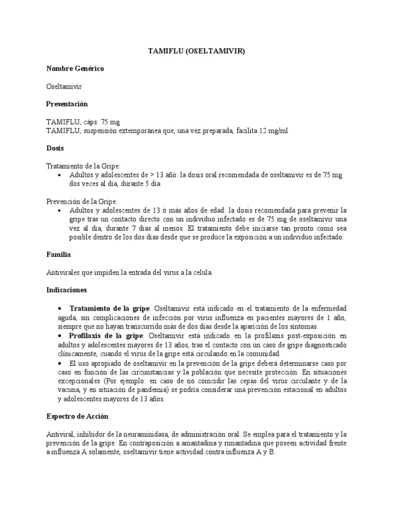 TAMIFLU | PDF | Influenza | Virus de la Influenza A Subtipo H1 N1