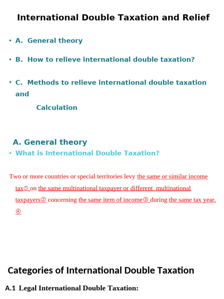 International Double Taxation Relief Methods | PDF | Double Taxation ...