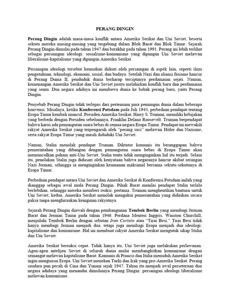 Sejarah dan Tahapan Perang Dingin | PDF
