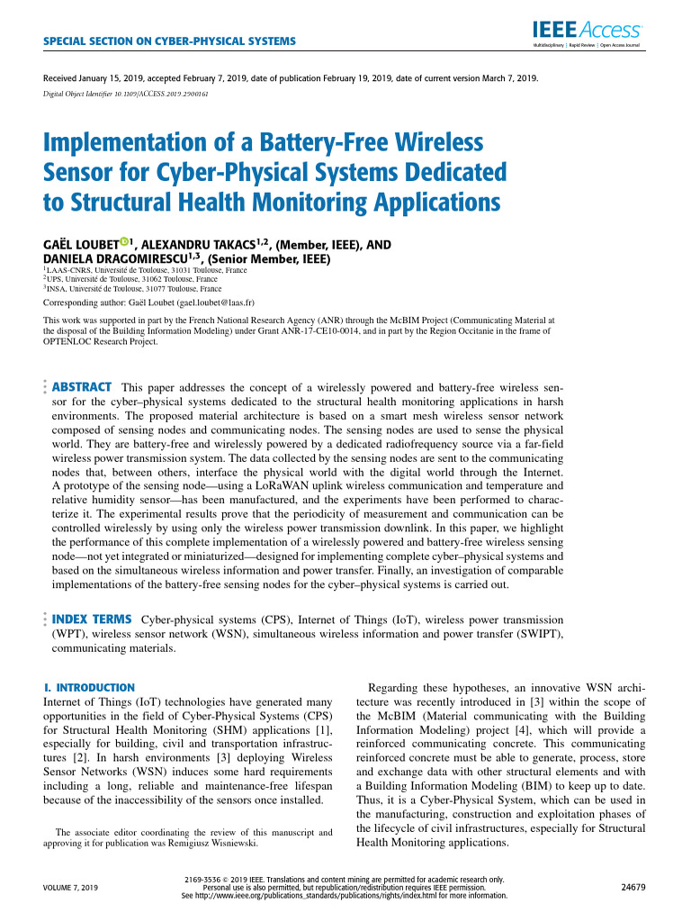 Implementation of A Battery-Free Wireless Sensor For Cyber-Physical ...