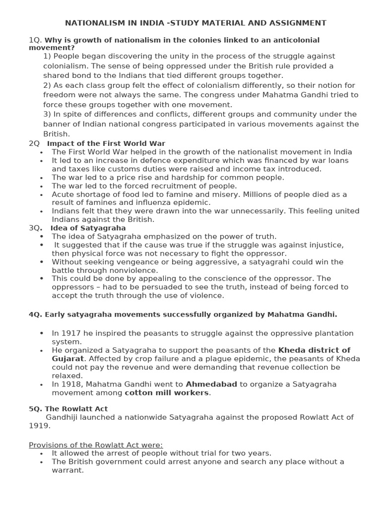 Nationalism and Satyagraha in India | PDF | Mahatma Gandhi | Indian ...