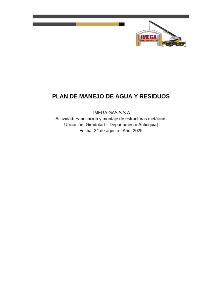 Plan - Manejo - Agua - Residuos - IMEGA | PDF | Residuos | Gestión de ...