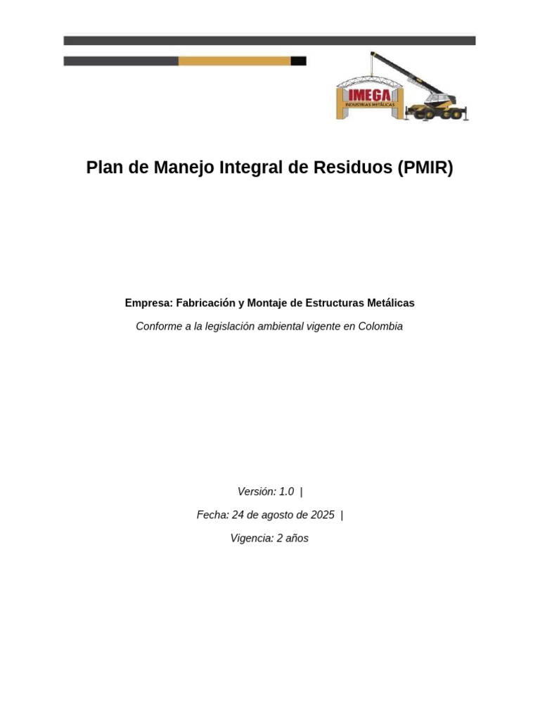 PMIR - Estructuras - Metalicas - IMEGA | PDF | Residuos | Residuos ...