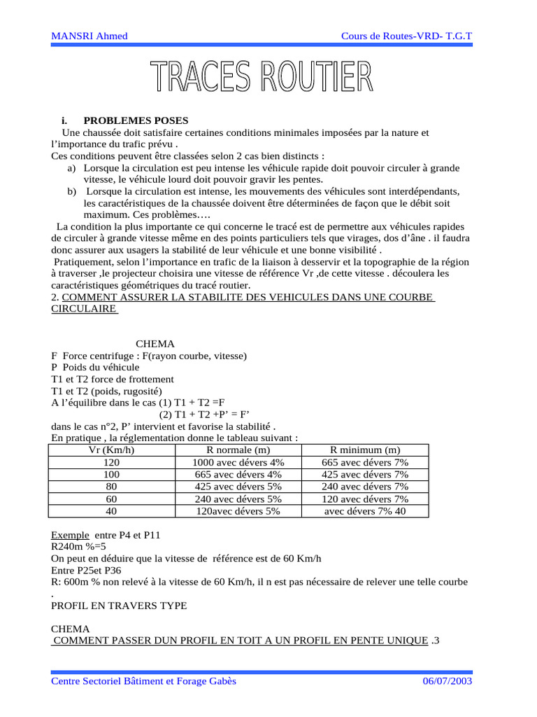 Cours Routes | PDF | Géométrie euclidienne | Géométrie analytique