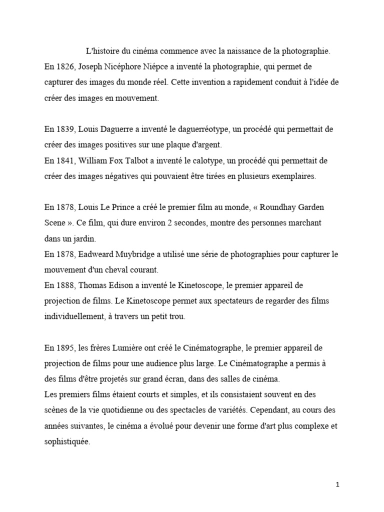 Évolution du cinéma à travers l'histoire | PDF | Cinématographie