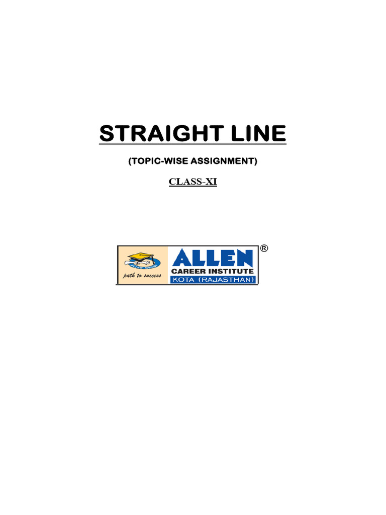 Straight Line Assignments for Class XI | PDF | Triangle | Elementary ...