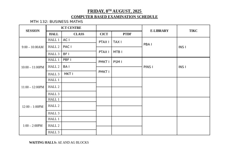 CBE Schedule Day 5 | PDF