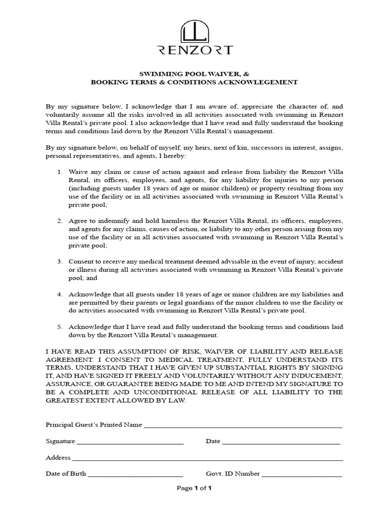 Waiver & Acknowledgement | PDF | Legal Liability | Indemnity