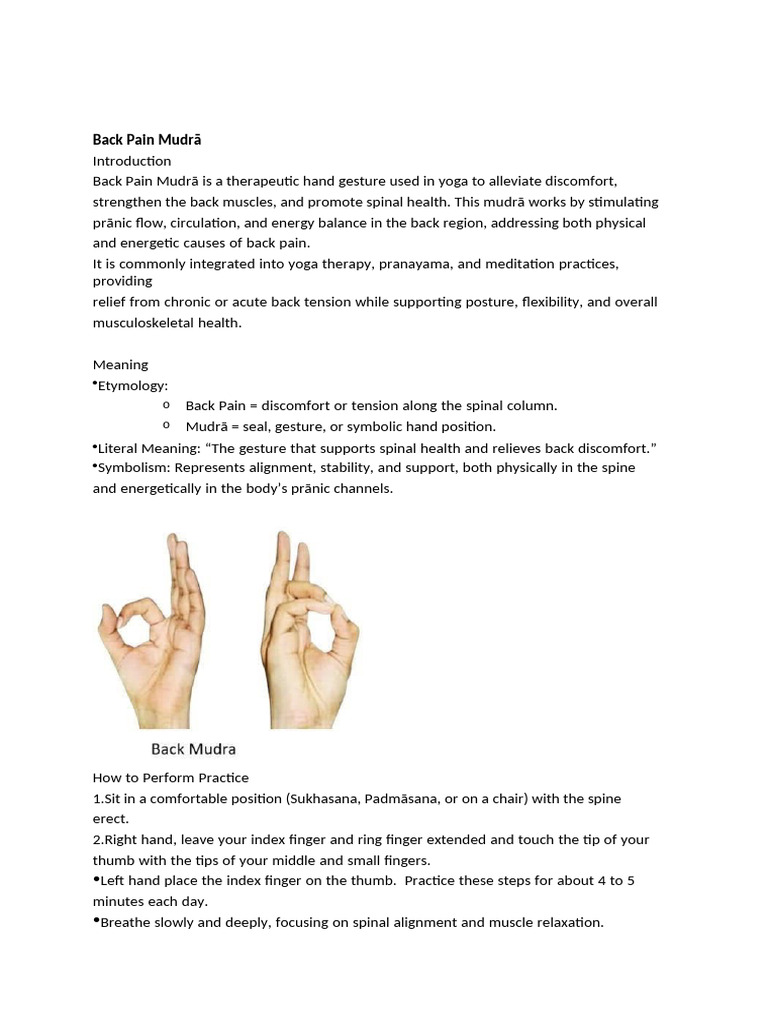 Back Pain Relief Mudrā Guide | PDF | Back Pain | Asana