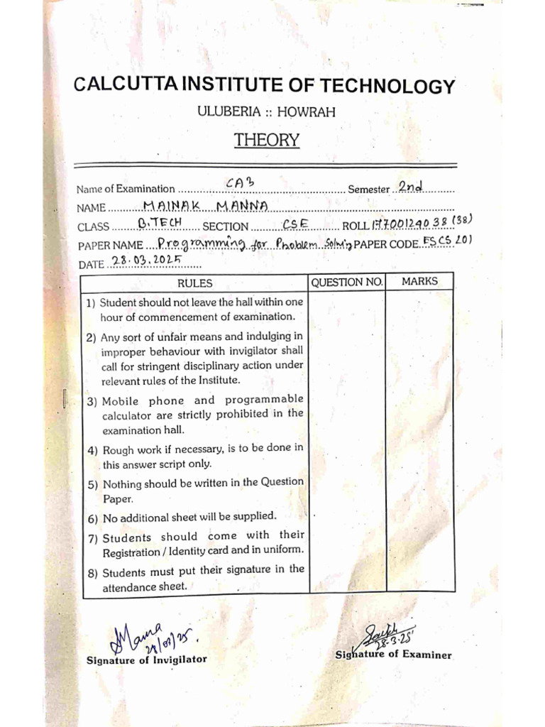 CSE Mainak Manna CA3 C | PDF