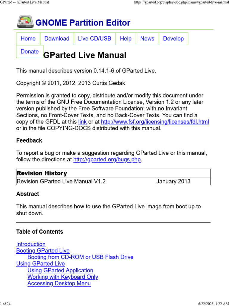 GParted Live User Manual Guide | PDF | Bios | Booting