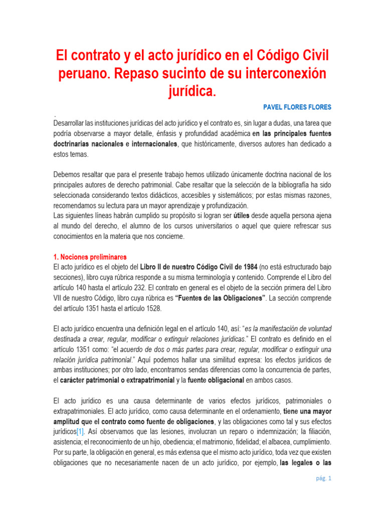 Acto Jurídico y Contrato en Perú | PDF | Derecho civil (sistema legal ...