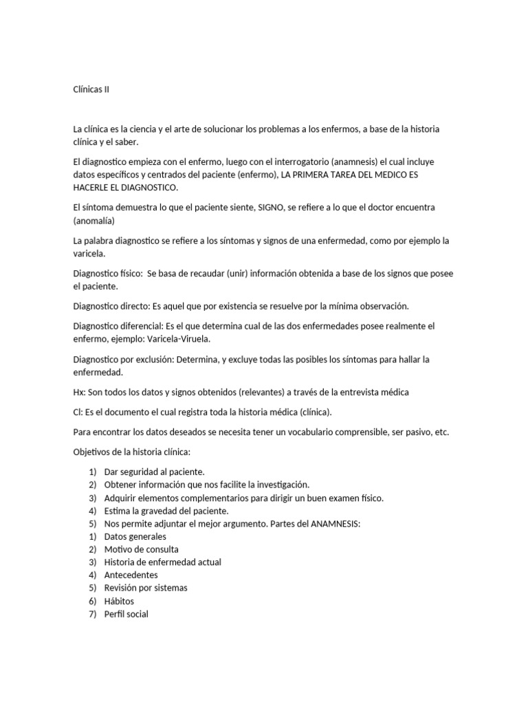Clínicas II | PDF | Diagnostico medico | Clínica