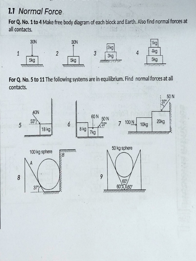 Normal and Tension Forces Analysis | PDF | Force | Tension (Physics)