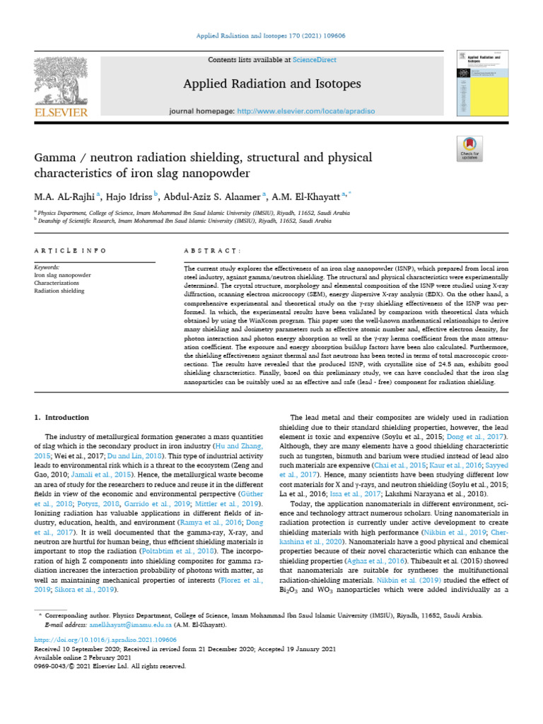 2021 - Gamma - Neutron Radiation Shielding, Structural and Physical ...