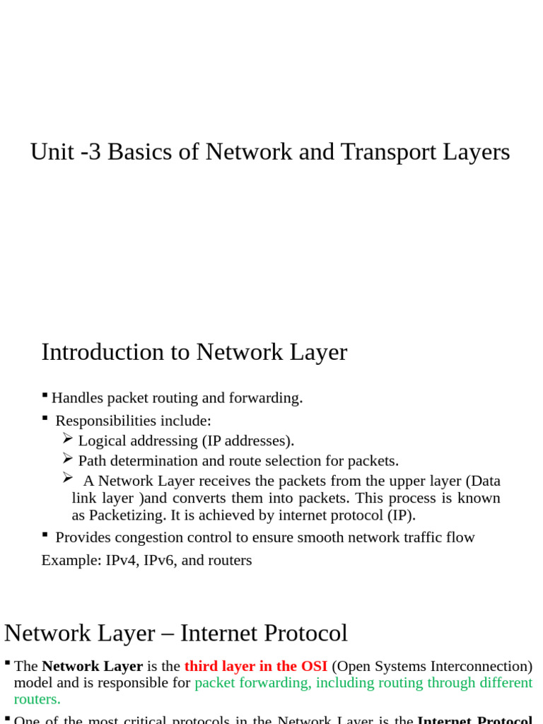 Unit - 3 Basics of Network and Transport | PDF | Internet Protocols ...