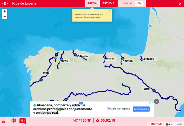 Mapa para Jugar. ¿Dónde Está Ríos de España - Mapas Interactivos | PDF