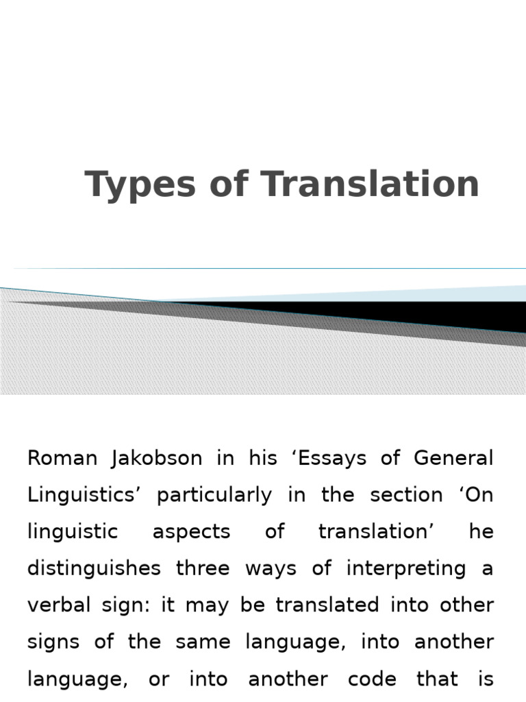 Understanding Types of Translation | PDF | Translations | Applied ...