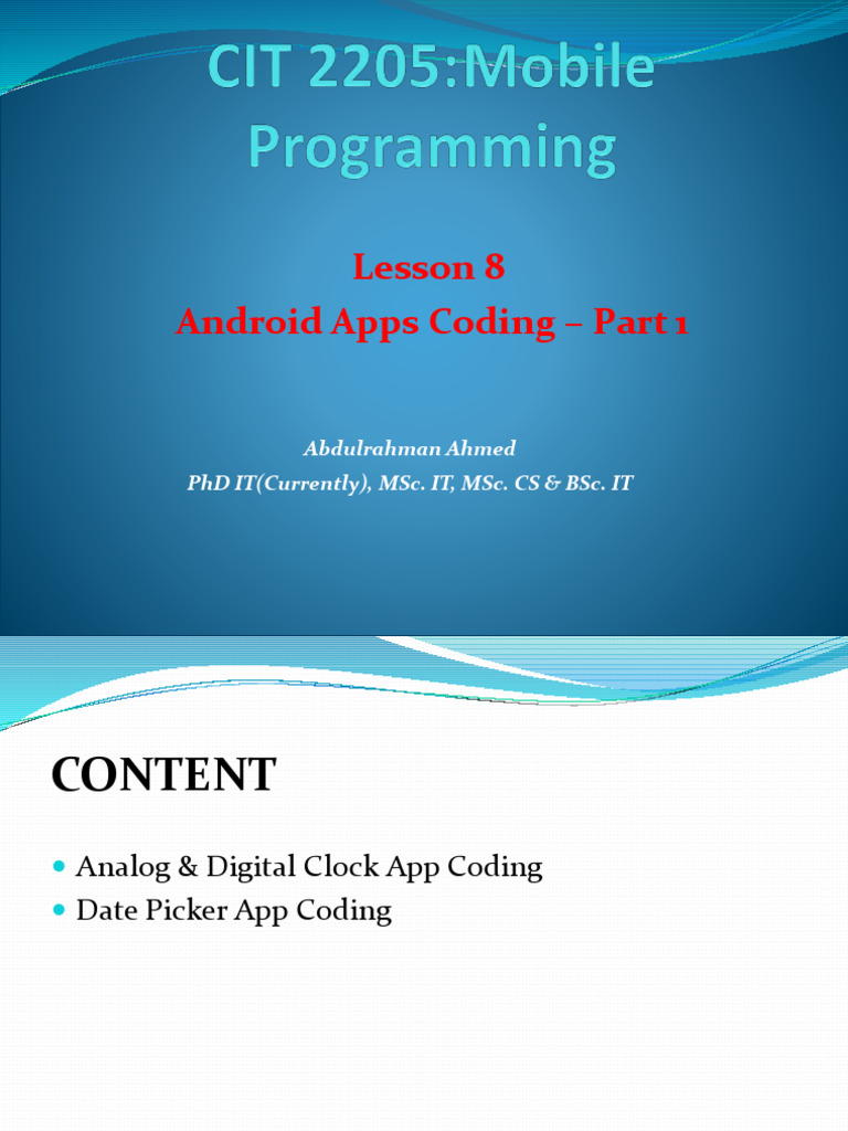 Android Clock & Date Picker App Coding | PDF | Android (Operating ...
