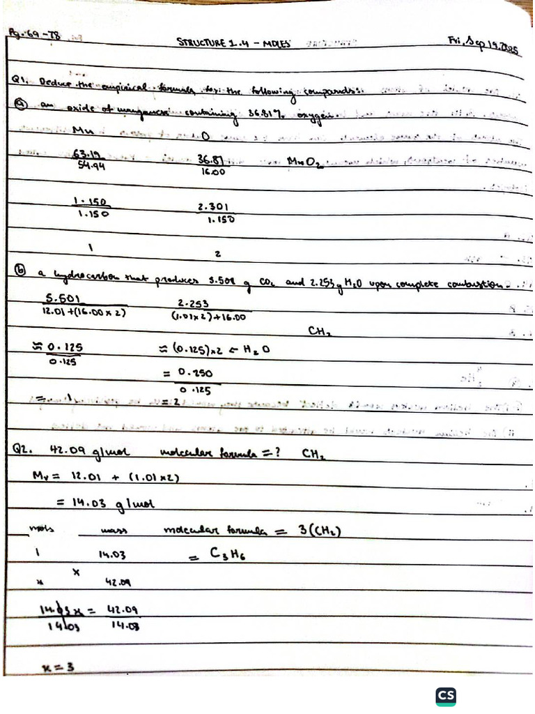 Structure 1.4 Moles Qs | PDF