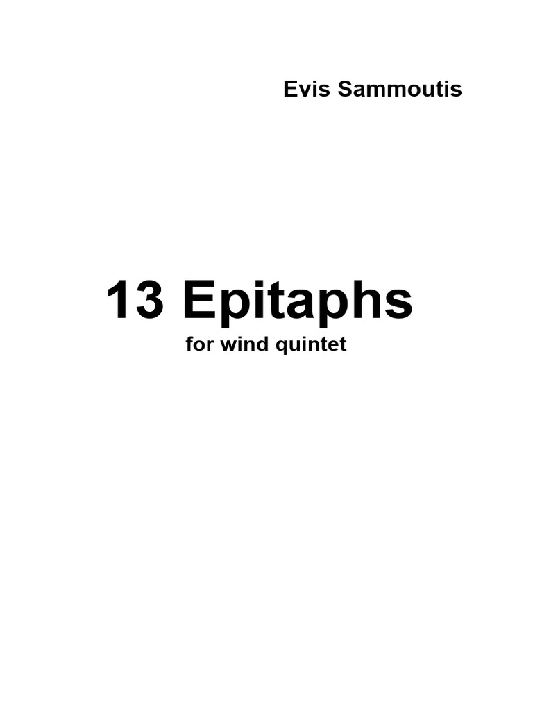 13 Epitaphs for Wind Quintet | PDF | Woodwind Instruments | Musical ...