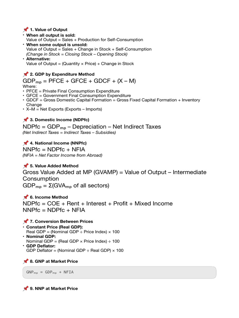 Economic Output and Income Metrics Guide | PDF