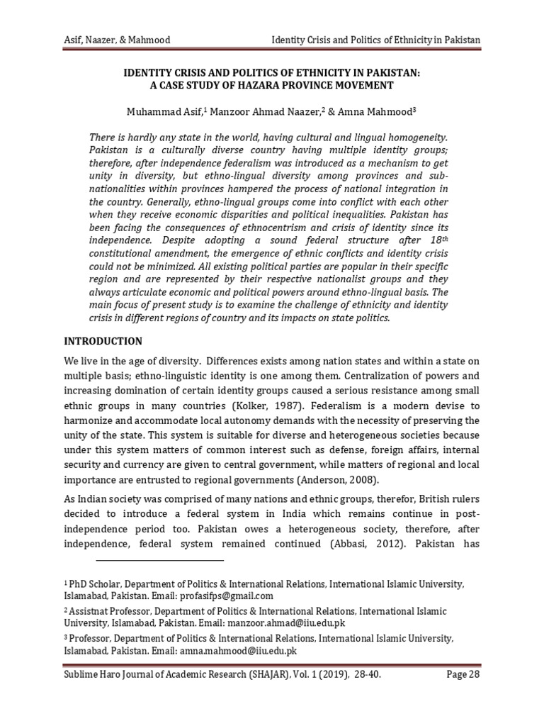 Ethnicity and Identity Crisis in Pakistan | PDF | Khyber Pakhtunkhwa ...
