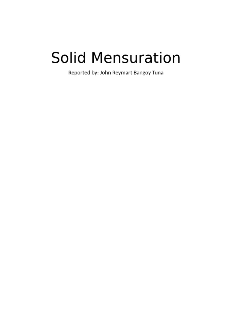 Solid Mensuration | PDF