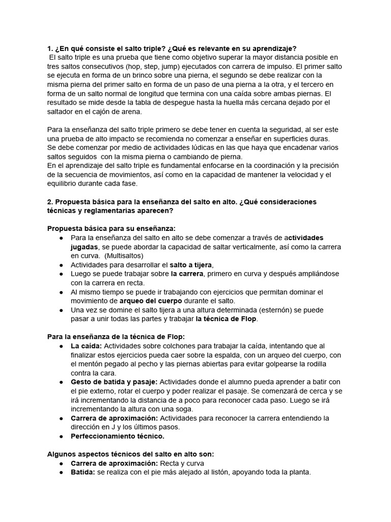 Técnicas y enseñanza de saltos en atletismo | PDF | Deporte del atletismo