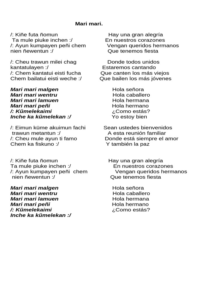 Cancion Mari Mari | PDF
