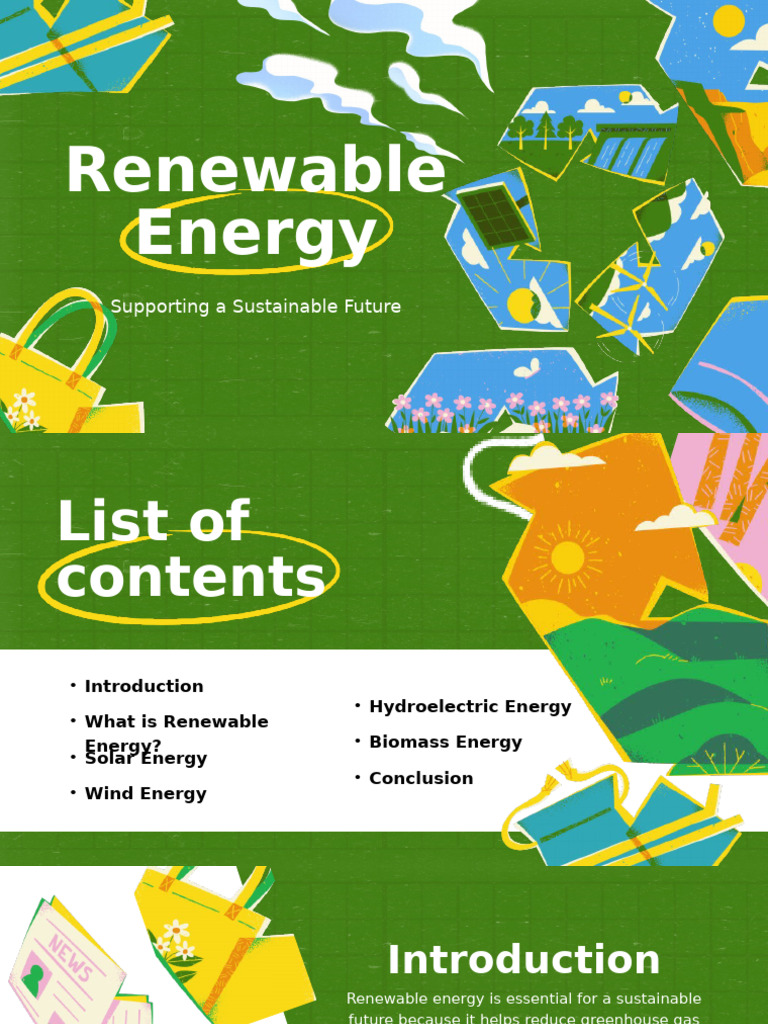 Green and White Illustrative Renewable Energy Presentation | PDF