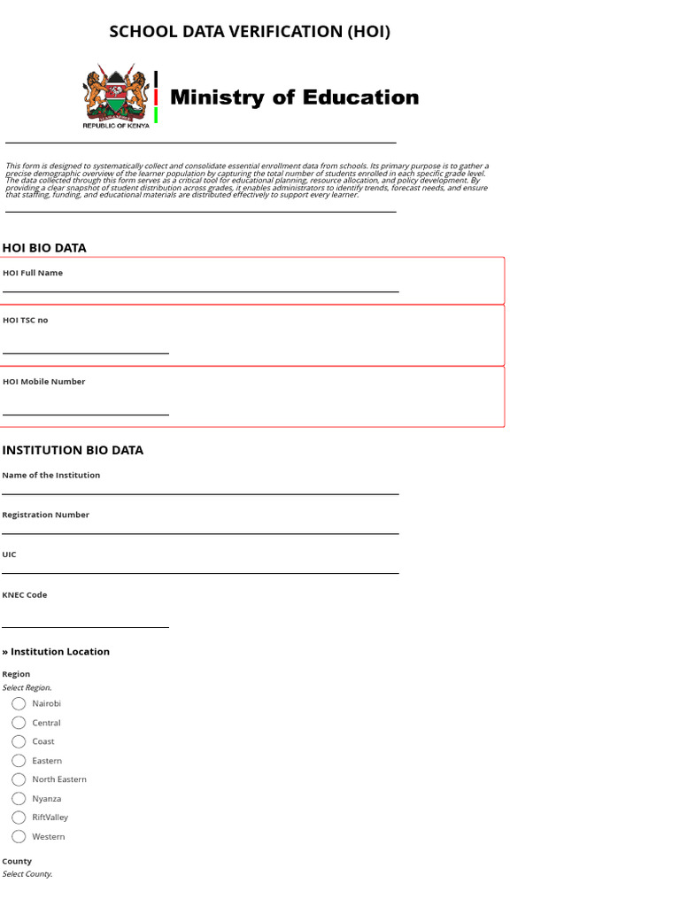 School Enrollment Data Verification Form Pdf