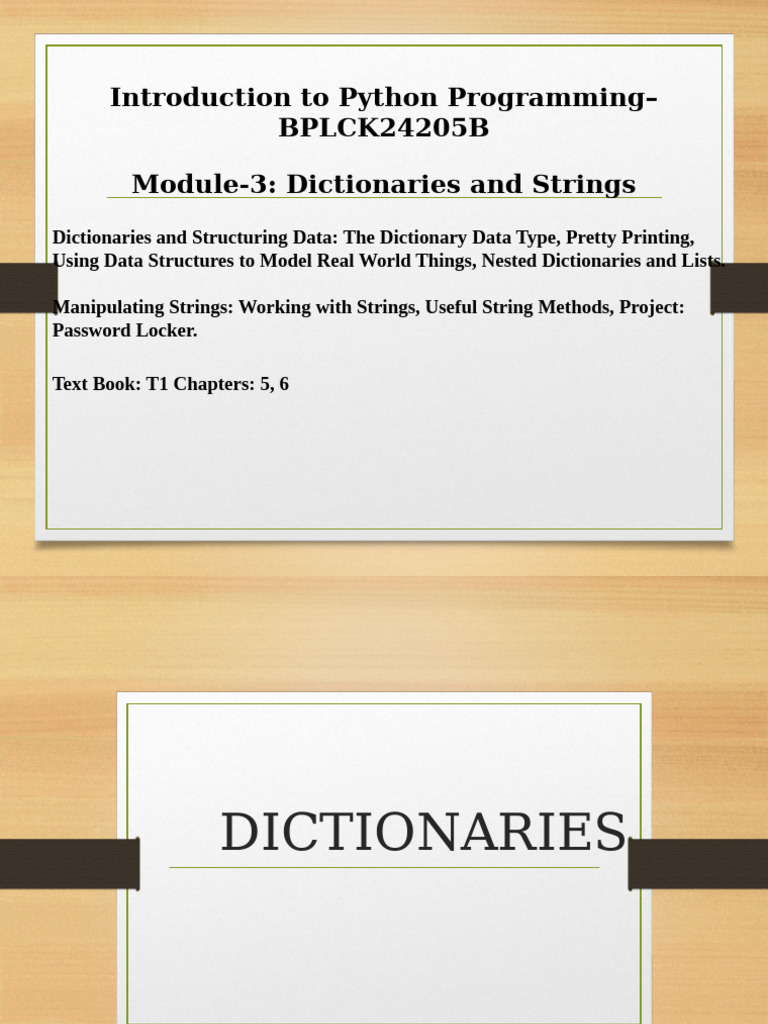 Module-3 Dictionaries Updated | PDF | Computer Engineering | Computer ...