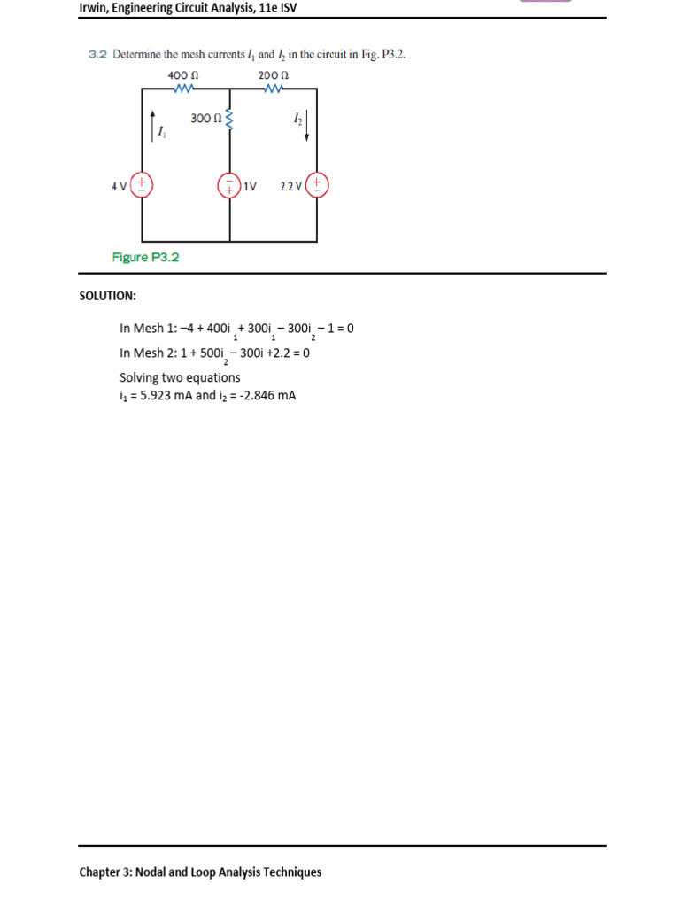 Nodal and Loop Analysis Solutions | PDF | Network Analysis (Electrical ...