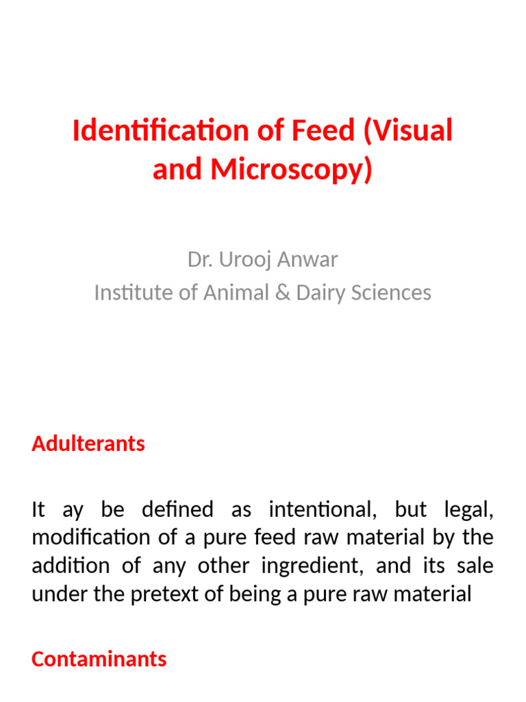 4-Identification of Feed (Visual and Microscopy) | PDF | Hay | Microscopy