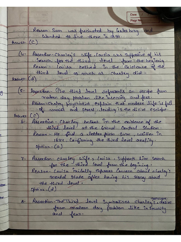 The Third Level Claas 12th English Claas Notes | PDF