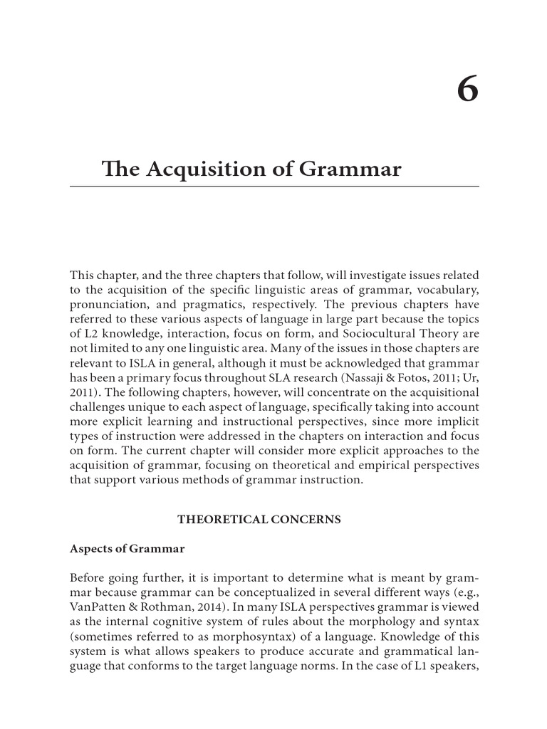 The Acquisition of Grammar Vocab Pronun Pragmatics | PDF | Second ...