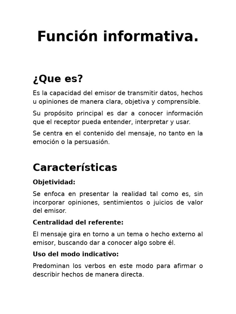 Función Informátiva | PDF | Comunicación | Información