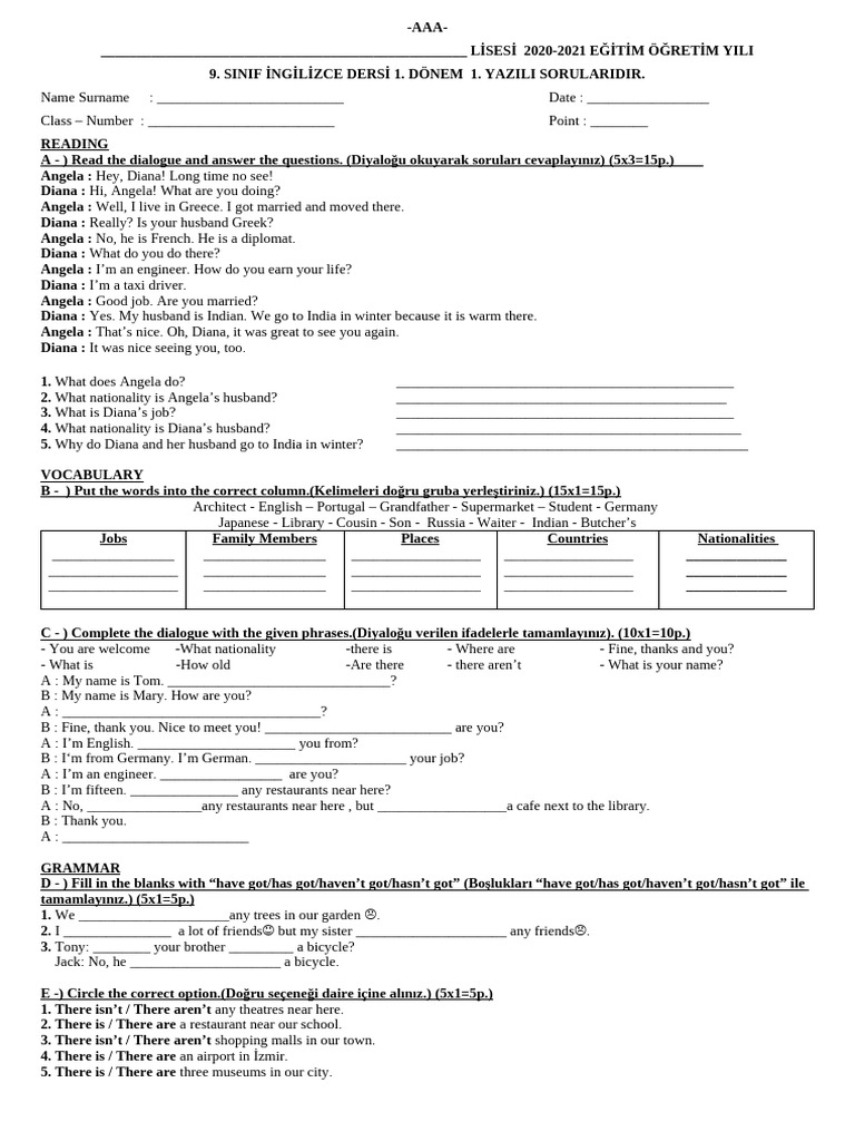 9th Grade English Exam Questions 2020-2021 | PDF | The Beatles | George ...