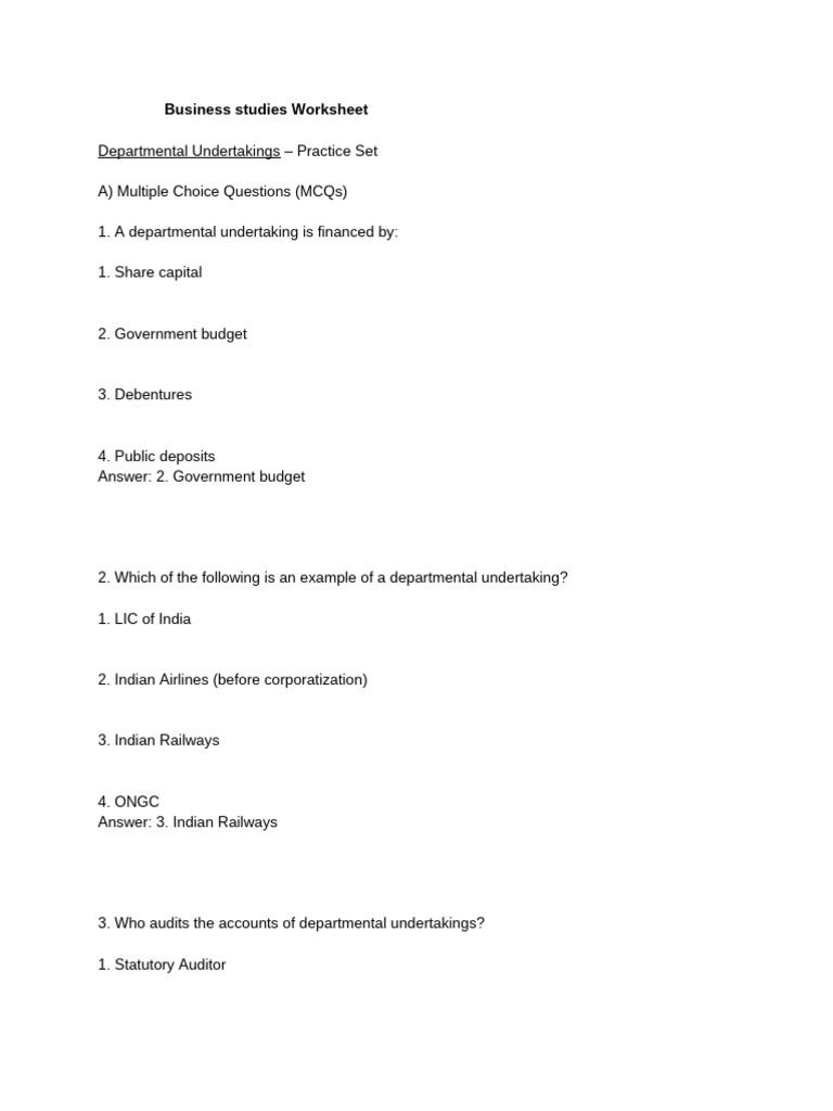 Examples of Departmental Undertakings | PDF
