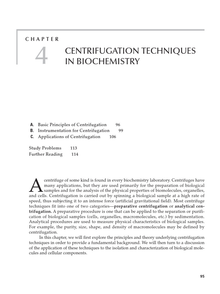Centrifugation Techniques in Biochemistry | PDF | Centrifugation ...