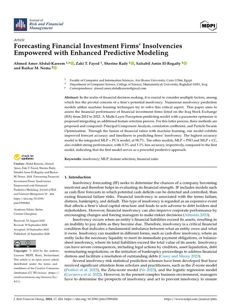 Enhanced Insolvency Forecasting Model | PDF | Principal Component Analysis