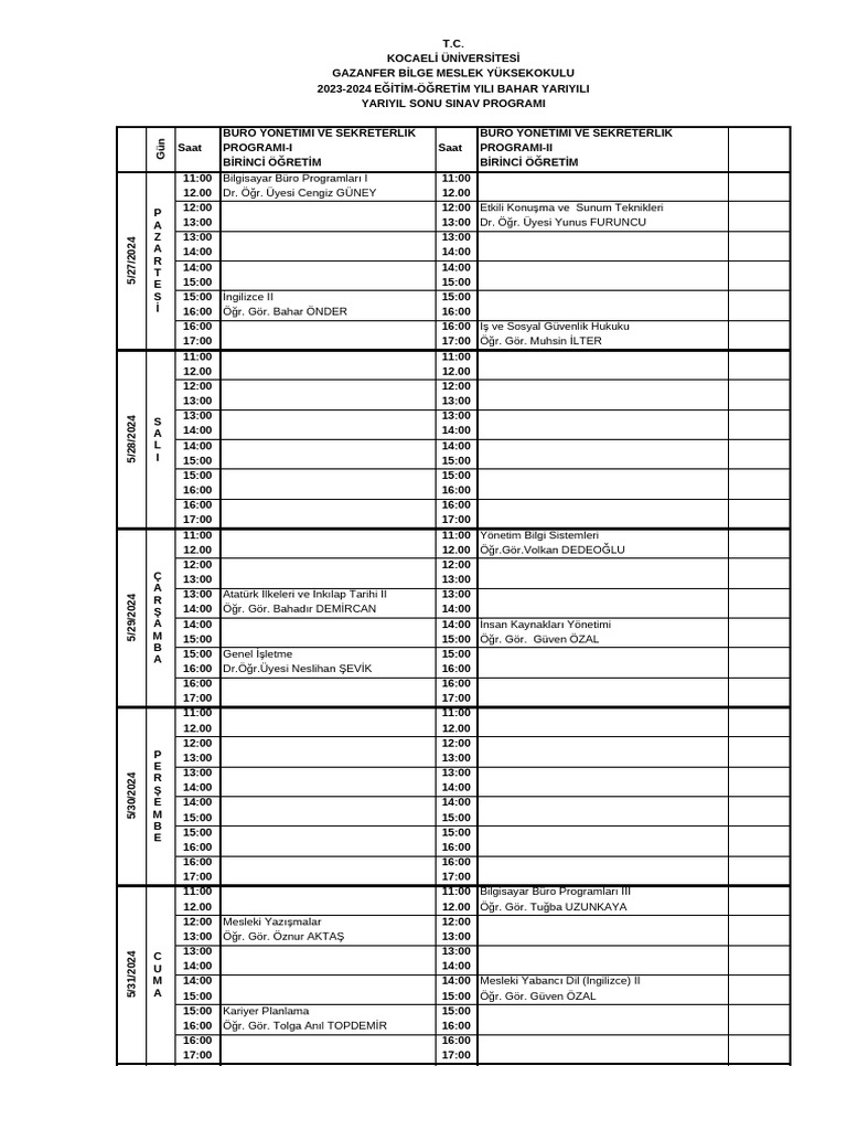226f2 2023 2024 Bahar Yariyili Yariyilsonu Sinav Programi Efe 2 Pdf
