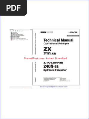 Hitachi Hydraulic Excavator Zx210 5b Zx210lc 5b Technical Manual