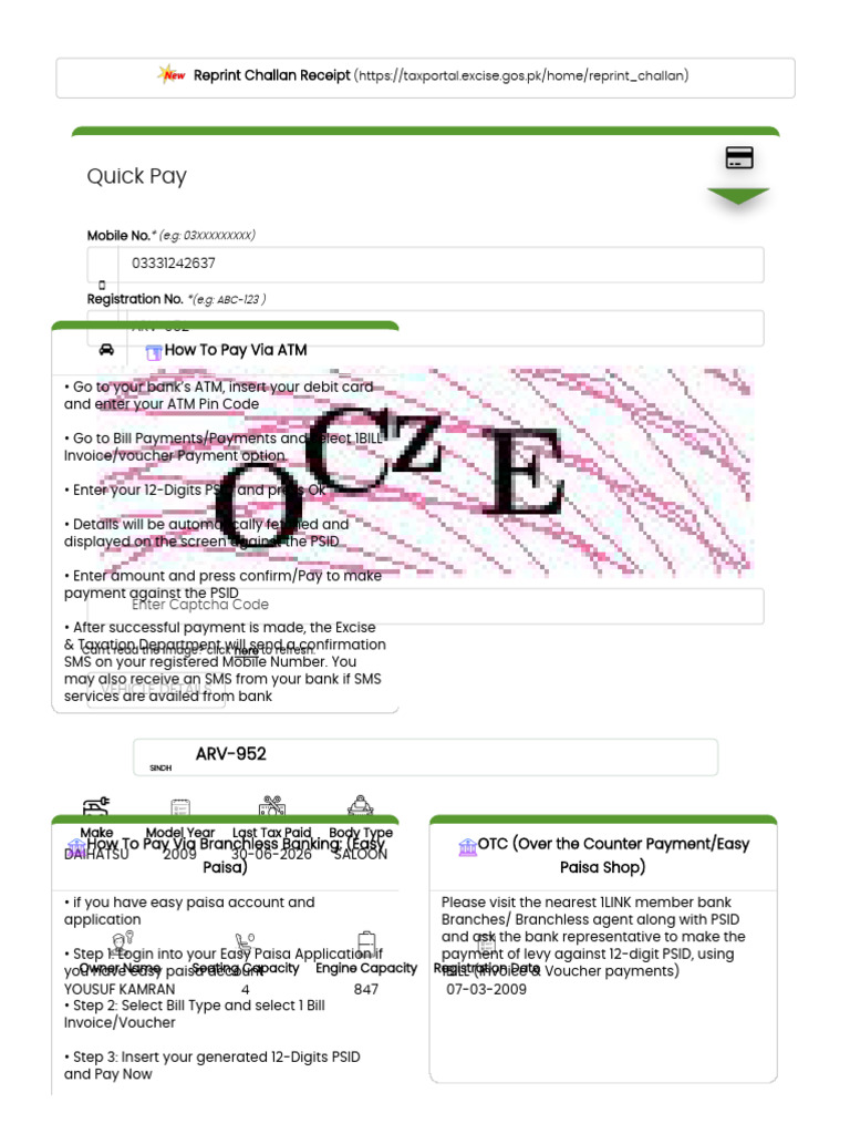 Sindh Excise Online Tax Payment Guide | PDF | Voucher | Payments