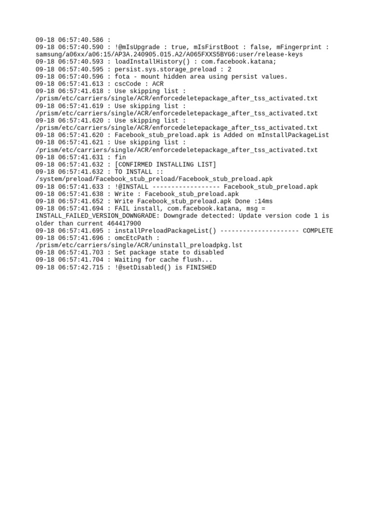 Facebook Stub Preload Installation Log | PDF