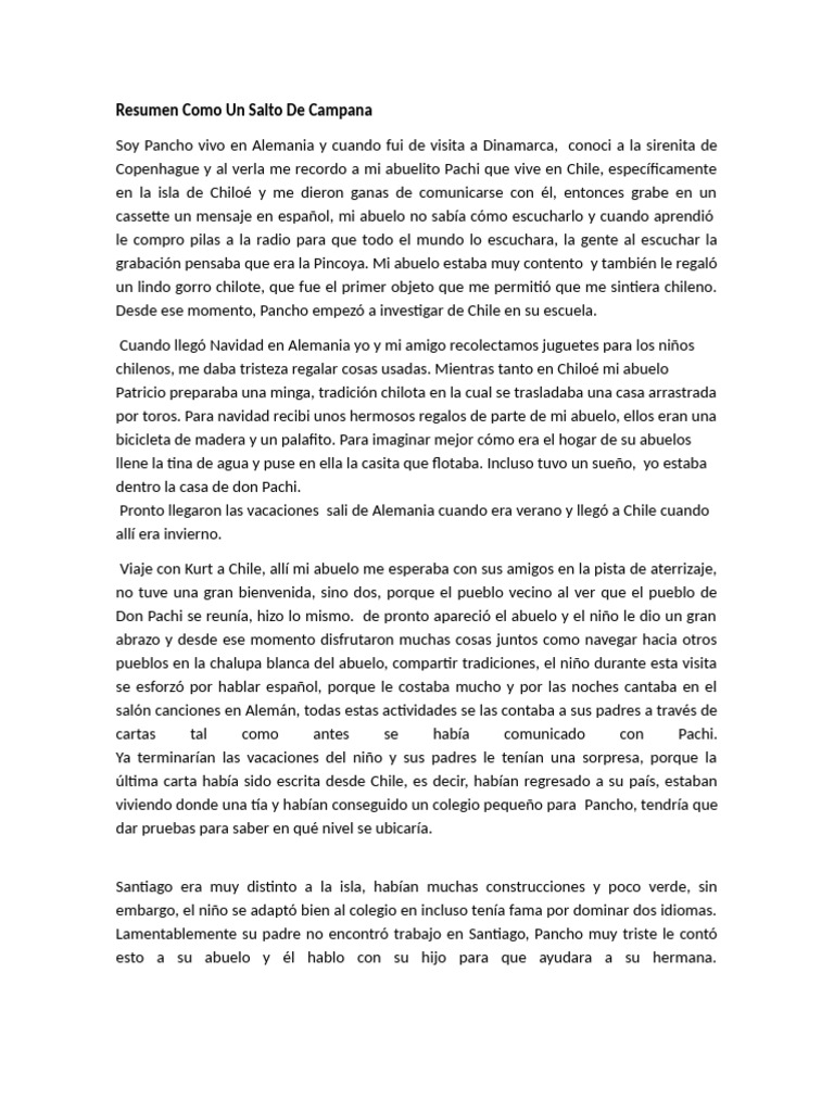 Resumen Como Un Salto de Campana | PDF