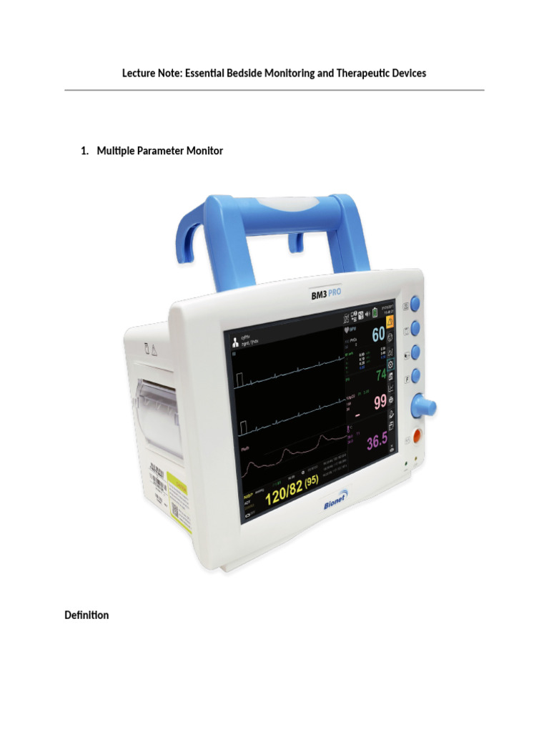 Essential Bedside Monitoring Devices | PDF | Monitoring (Medicine ...