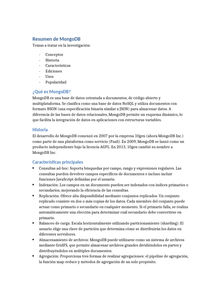 Guía Completa sobre MongoDB NoSQL | PDF | Mongo Db | Desarrollo de software